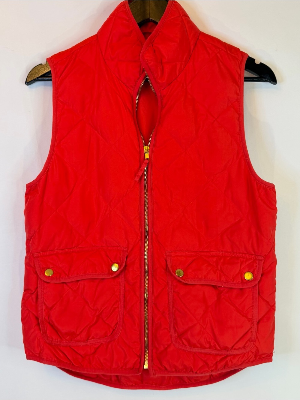 Woolrich Quilted Puffer Vest Women Small Red Full Zip Pockets Warm Duck Down